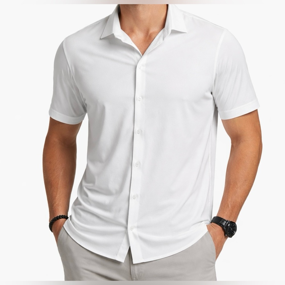 VRST SS Collared Button Down Shirt Men's xl White Moisture Wicking Anti Odor NWT
